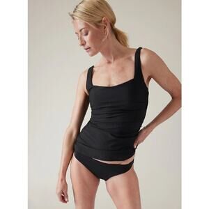 Athleta 40 D DD black Square Neck Bra Cup Tankini swim bathing suit ruched beach
